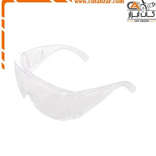 عینک ایمنی بغل کرکره ای سفید آروا مدل 8141